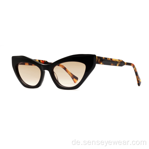 Frauen UV400 Acetat polarisierte Katzenauge Sonnenbrille